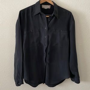Vintage Black Silk Dress Shirt